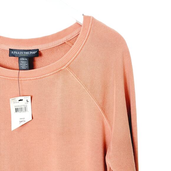 PEA IN THE POD Peach Longline Cotton Sweatshirt - Size L - Picture 3 of 7